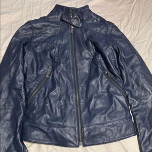 Women's Blue Leather Jacket